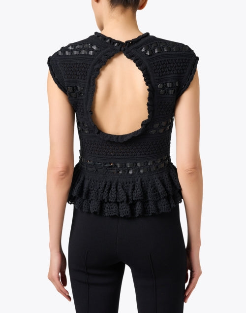 Corina Women's Black Crocheted Peplum Fashion Top