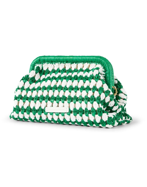 Glenda Crochet Raffia Clutch in Green and Cream Color - A Stylish Handbag for Warm Weather