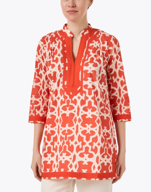Ro's Garden Tokyo Style Lightweight Red Print Longline Tunic Top