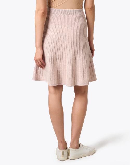 Pink Ribbed Knit Wool Women's A-Line Skirt
