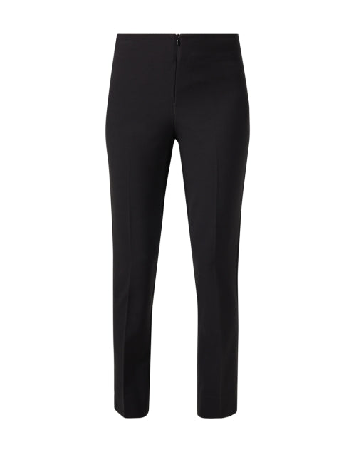 Stylish Black Stretch Crepe Front - Zip Slim - Leg Ankle Pants