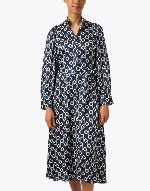 Navy Printed Feminine Rivoltina Midi Dress by Tara Jarmon