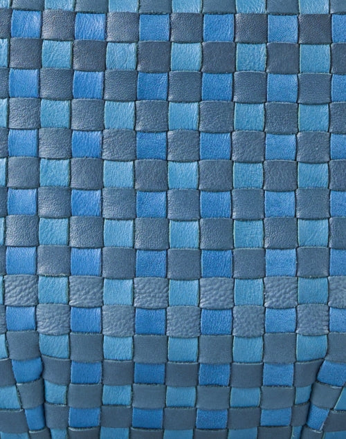 Stylish Petit Moyen Blue Hand - woven Italian Leather Shoulder Bag