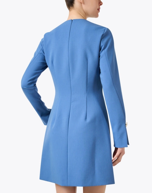 Stylish Blue Button-Detailed Twill Mini A-Line Dress for Women