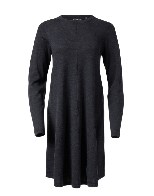 Stylish Dark Gray Merino Wool Swing Dress for Women