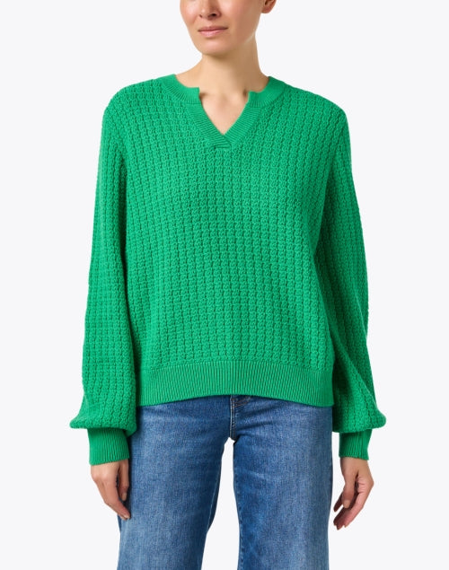 Stylish Fairlie Vibrant Green Wool - Cotton Blend Sweater for Season Transition