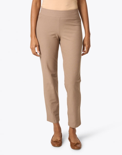 Eileen Fisher Women's Everyday Barley Beige Stretchy Crepe Material Slim-Fit Ankle Pull-On Pants