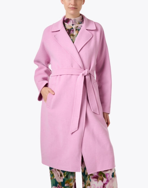 Charming Pink Wool Blend Wrap Civada Coat for Women