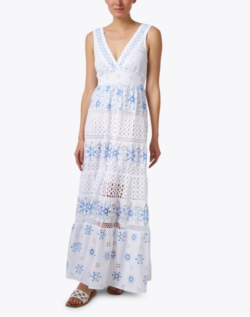 Appia Breathable White Cotton Dress with Intricate Embroidered Details