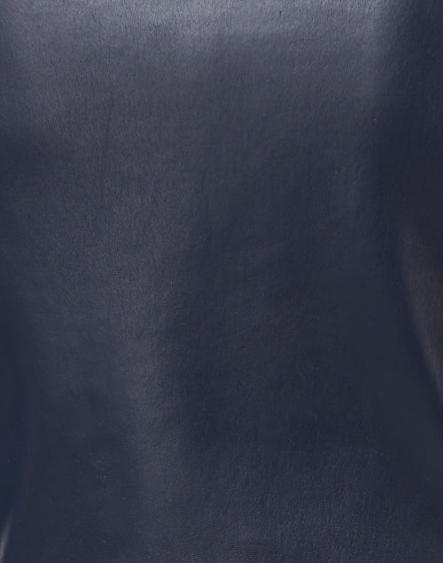 Navy Blue Stretchable Leather Women's Cropped Fashion Jacket