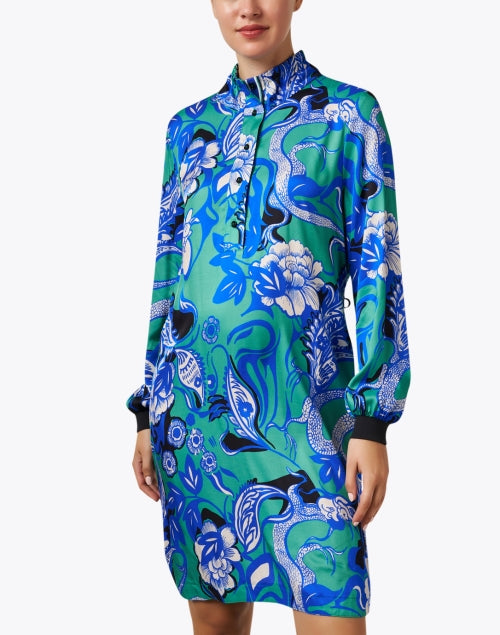 Marc Cain Sports Blue Multi-Colored Paisley Patterned Women's Dress