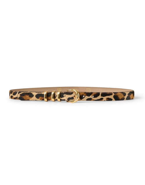 Kad Fashionable Leopard Print Leather Belt with Gold Hardware