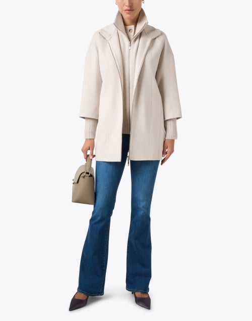 Stylish Beige Wool and Cashmere Blend Women's Winter Outerwear Coat