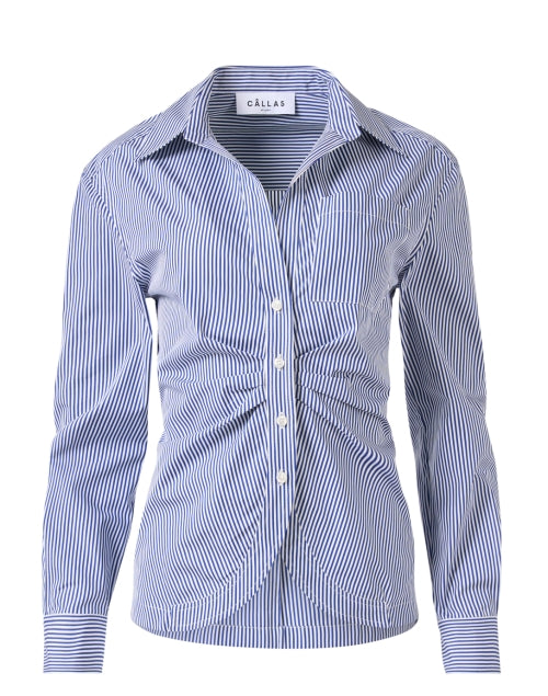 Stylish Sierra Blue Striped Stretch Cotton Button - Down Shirt