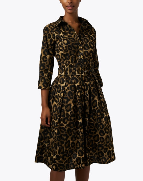 Audrey Stretch Cotton Dress with Stunning Leopard Print