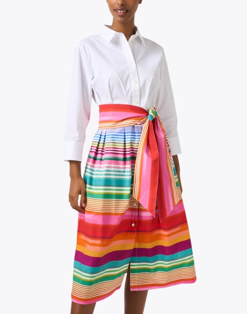 Hinson Wu's Stylish Robin Multi - Striped Women's Midi Shirt Dress