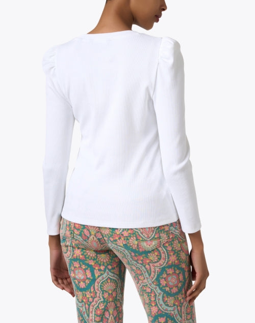 Britney White Women's Cotton Top with Long Puffy Sleeves