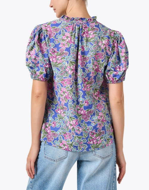 Banjanan Bronte Style Blue Multi-Flowered Women's Lightweight Top for Getaways