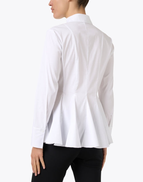 Elegant Godet-style White Peplum Women's Shirt for Weekday Wear