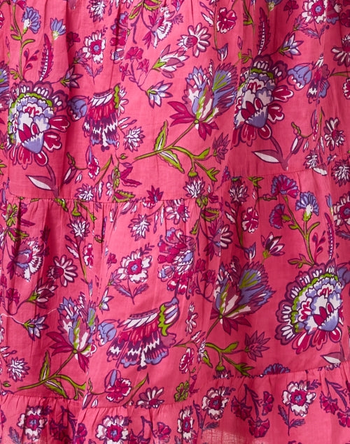 Ro's Garden Jinette Featherweight 100% Cotton Maxi Shirt Dress with Pink Print