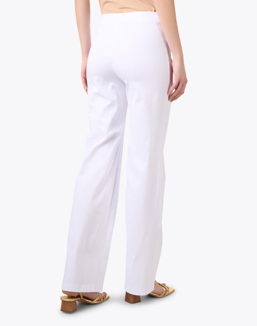 Comfortable Elastic-Waist Shawna White Pull-On Wide-Leg Trousers