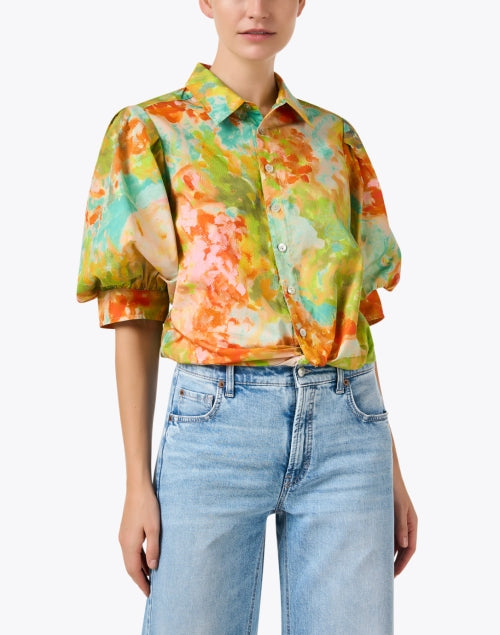 Stylish Multi - Print Bomba Elbow - Length Sleeve Top