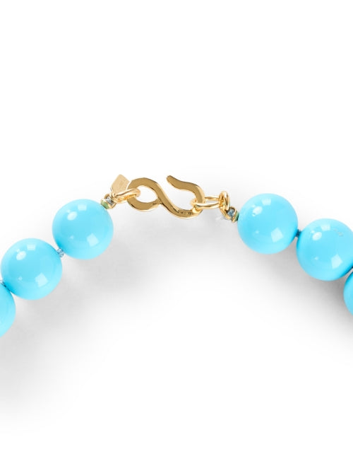 Stunning Single - Strand Gold and Turquoise Beaded Jewelry Necklace by Kenneth Jay Lane