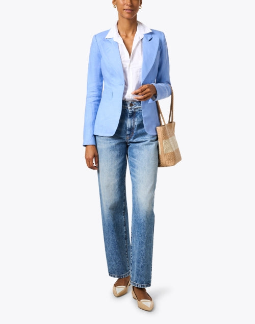 Duchess Periwinkle Blue Women's Lightweight Linen Formal Blazer for a Timeless Look