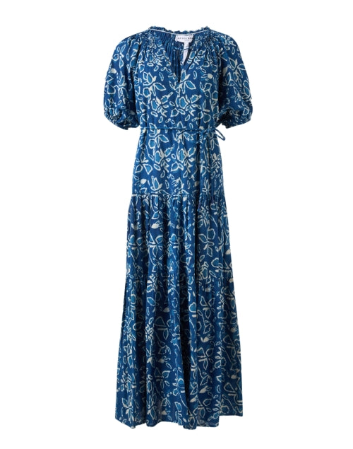 Stylish Uva Blue Printed Lightweight Cotton Maxi Dress for Women
