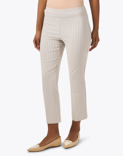 Beige Check Stretch Cropped Pull - On Brigitte Trousers