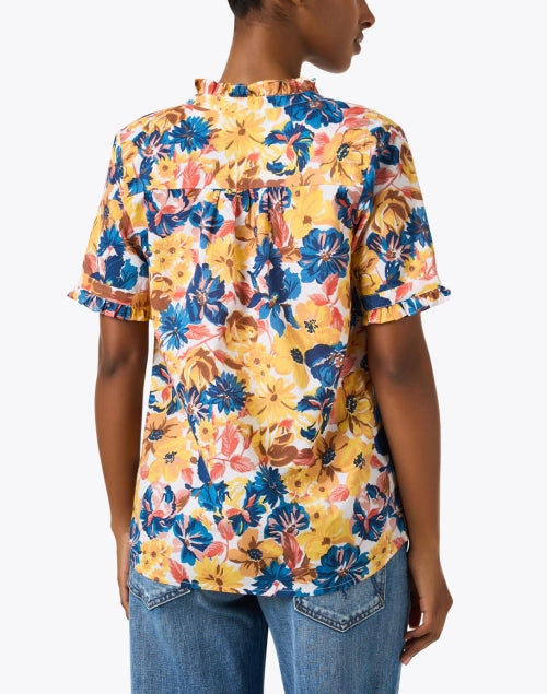Banjanan Ebisu Women's Vibrant Multi - Floral Print Cotton Ruffle Top