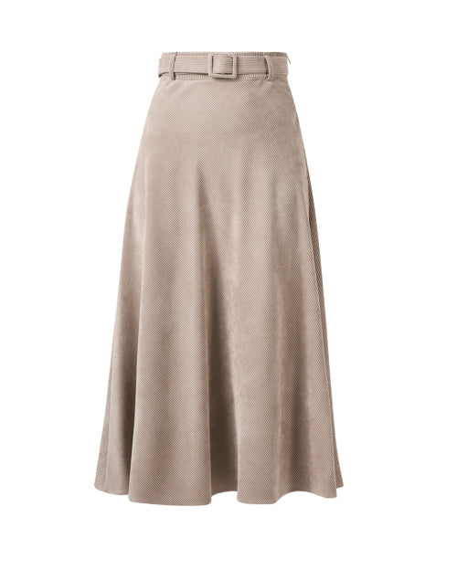 Beige Corduroy Women's Belted A-Line Skirt for Chic Outfits