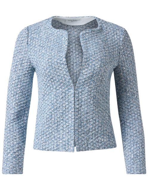 Stylish Textured Blue Onda Jacket with Subtle Metallic Threads