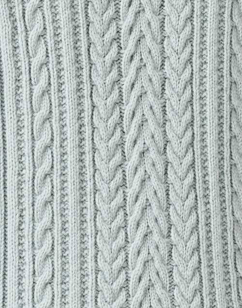Ines de la Fressange's High - quality Blue Cable Knit Crew - neck Sweater