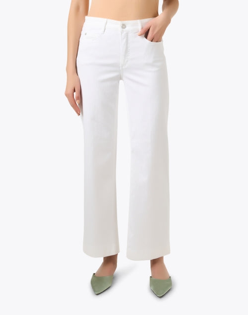 Stylish Dreamy White Wide - Leg Stretch Cotton Jeans for Everyday