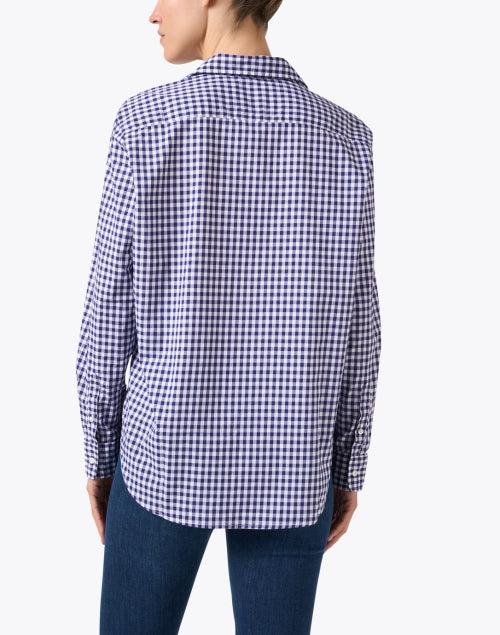 Stylish Navy Check 100% Italian Cotton Eileen Shirt for Women