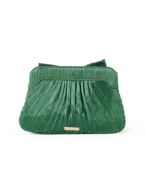 Rayne Green Platinum Metallic Pleated Organza Bow Clutch for Special Occasions