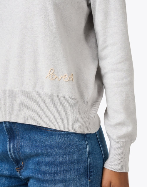 Stylish Grey and Beige Embroidered Women's Sweater for Everyday Wear
