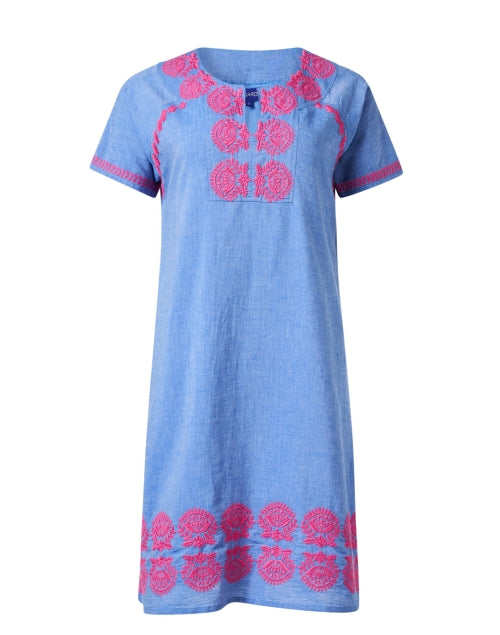 Norah Casual Blue Chambray Embroidered Women's Summer Dress