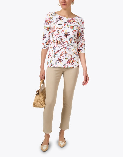 Stylish Garde White Paisley Print Multi Jersey Top