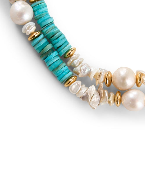 Stunning Turquoise and Freshwater Pearl Layered Necklace by Kenneth Jay Lane