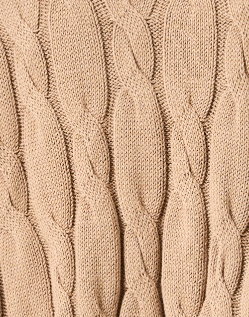 Soft Tan Cable-Knit Poncho-Style Alpaca-Cotton Blend Sweater