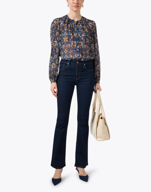 Stylish Ashlynn Blue Floral Print Blouse for All - Day Wear