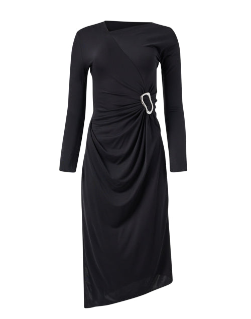 Stylish Black Knit Asymmetrical Dress for a Bold Look
