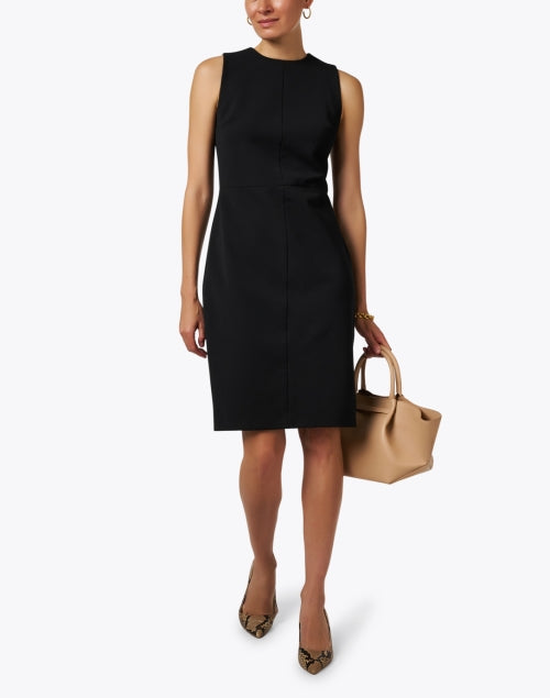 Stretch Cotton Blend Black Sheath Dress for Timeless Style