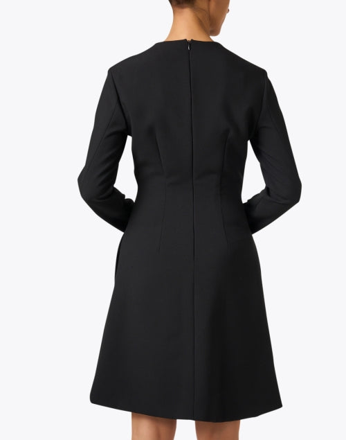 Little Black Twill A-Line Mini Dress with Gold Bow Decoration