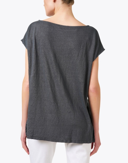Stylish Black Lightweight Stretch Boatneck Short - Sleeve Shirt
