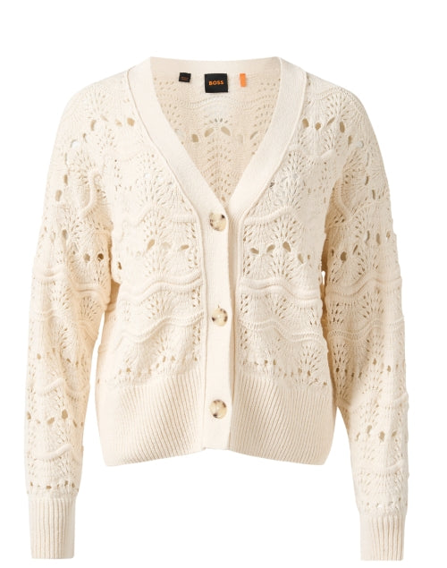 Stylish Famon Ivory Cotton Blend Cardigan for the New Season