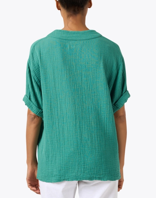 Avery Lightweight Green Cotton V-Neck Summer Top