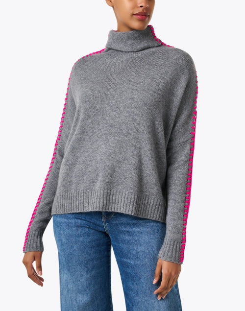 Thea Women's Grey Cashmere Knit Turtleneck Sweater for Transitional Seasons